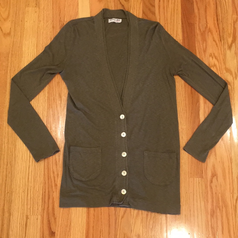 Michael Stars Green Distressed Cardigan